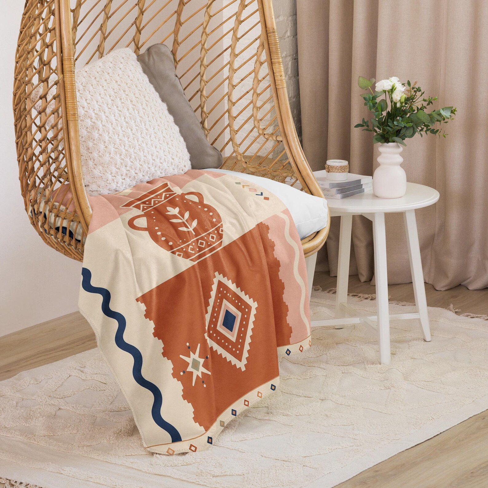Berber Amazigh Pottery Symbol Soft Plush Sherpa Throw Blanket