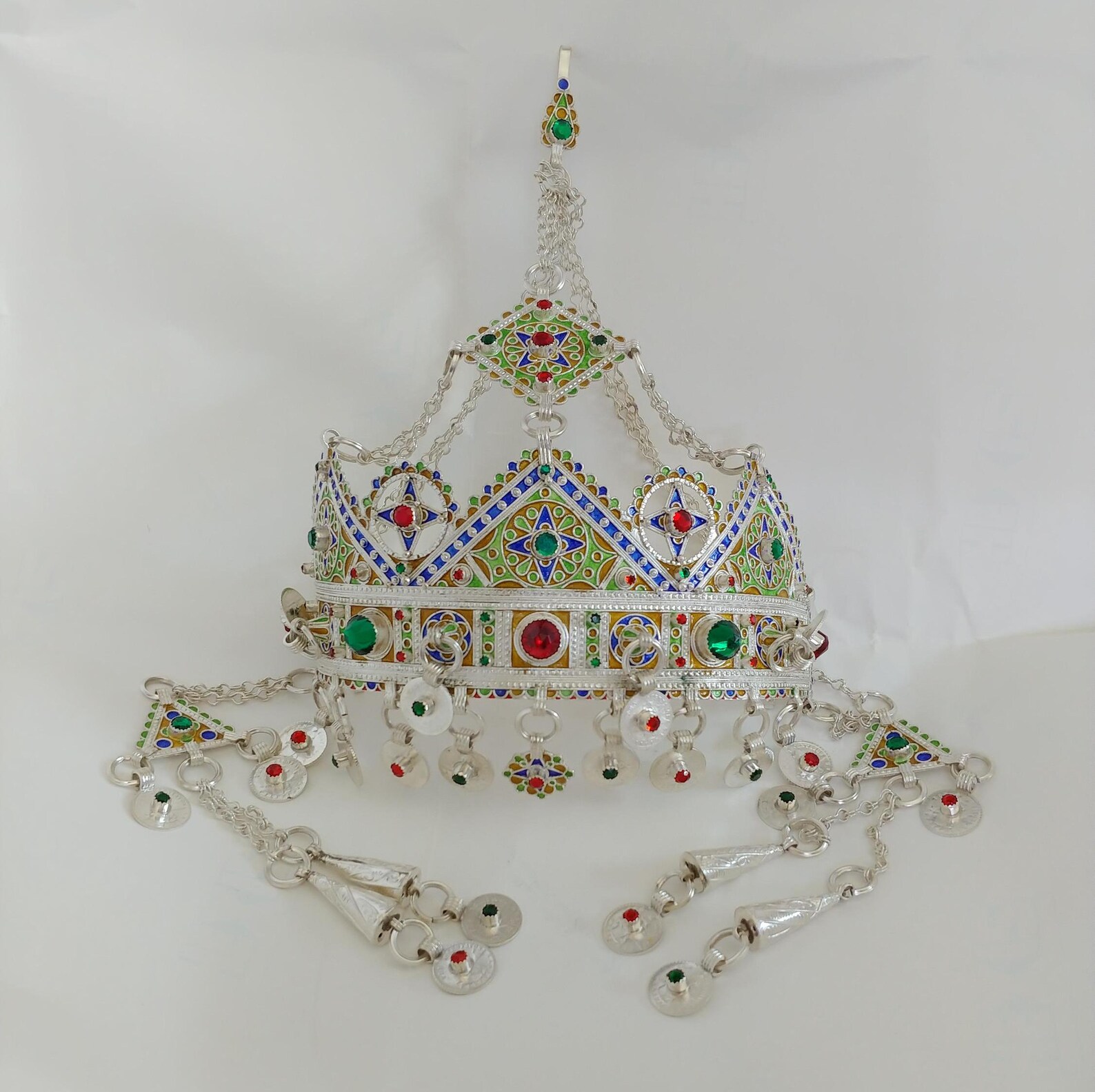 Berber Headdress Silver Enamel Crown Taounza African Headband