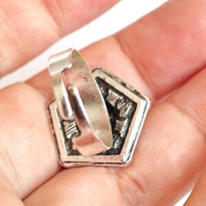 Amazigh Ring in métal argenté émaillé kabyle- - berbère
