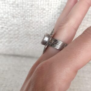 Berber Antique silver glass Morocco old flower Ring
