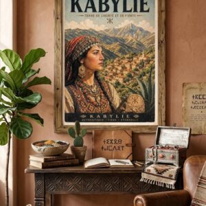 Vintage Kabyle Berber Travel Poster Amazigh Algeria Wall Art