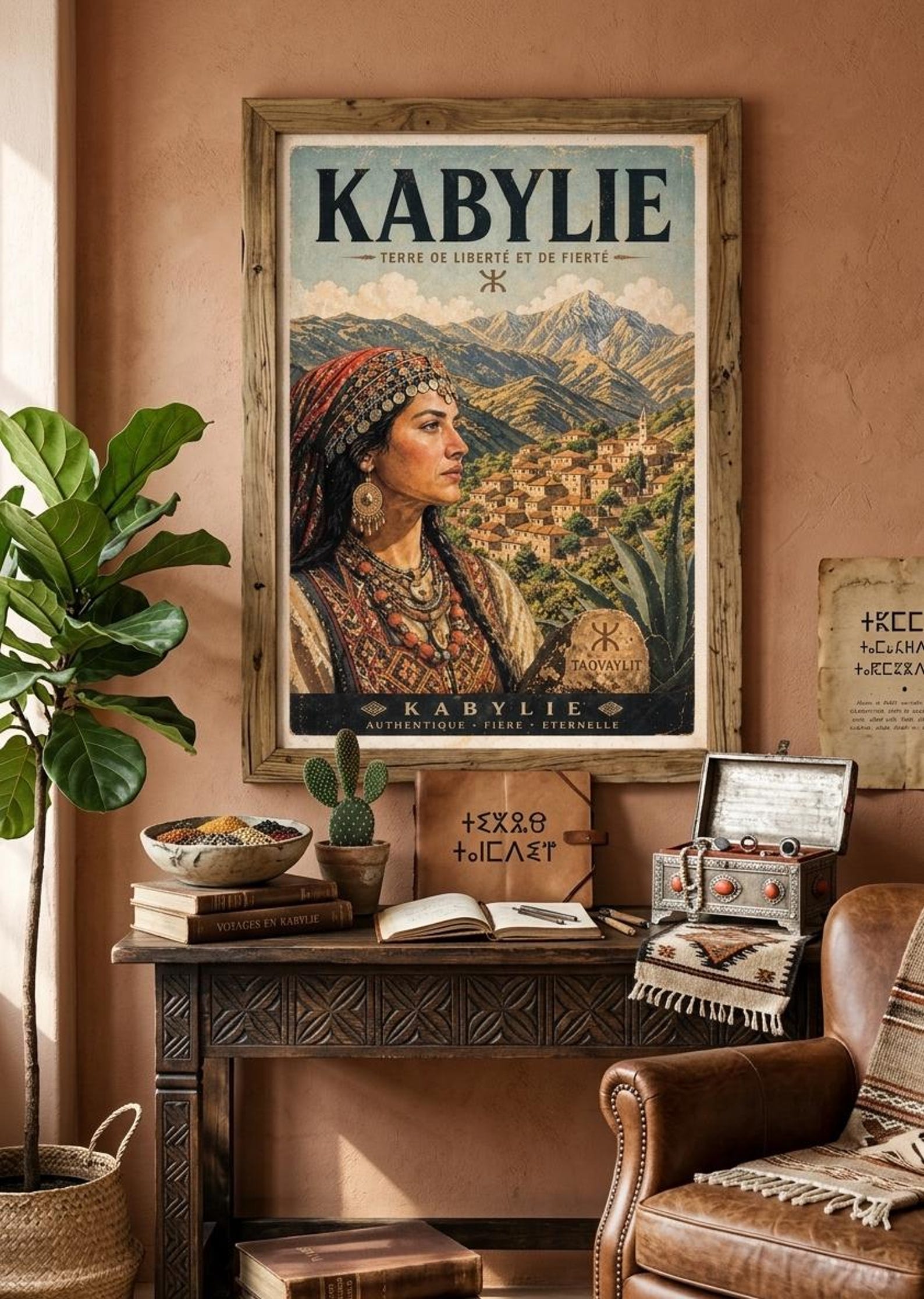 Vintage Kabyle Berber Travel Poster Amazigh Algeria Wall Art