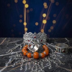 Berber Royal Jewelry Set Silver Amber Authentic Necklace