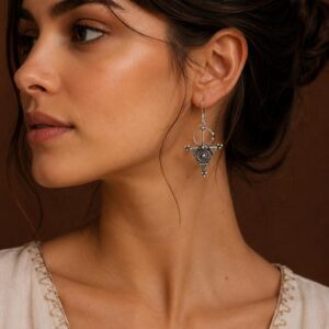 Berber Sterling Silver Jewelry Handmade Triangle Boho Earrings