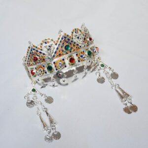 Handmade Amazigh Berber Taounza Silver Enamel Tribal Crown Headband