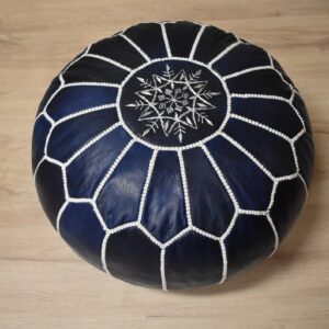 Berber Leather Pouffe Handmade Delivered stuffed Ottoman Pouf