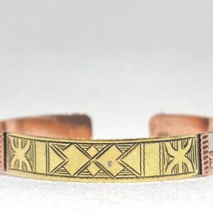 Berber Handmade Gold Brass Engraved Adjustable Symbol Bracelet
