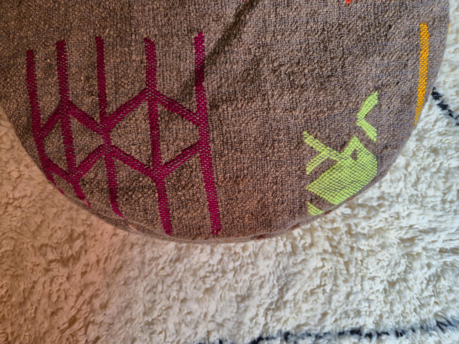 Berber Set Handmade Kilim Vintage Wool Footstool Pouf