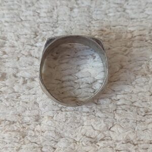 Berber Antique Square Silver Ring with Tribal Design