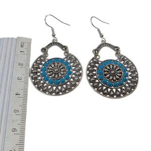 Amazigh Blue and Yellow Enamel Tribal Lightweight Dangle Earrings