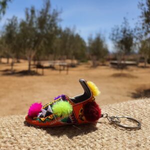 Handmade Amazigh Berber Anti-Atlas Multicolor Miniature Keychain Shoes
