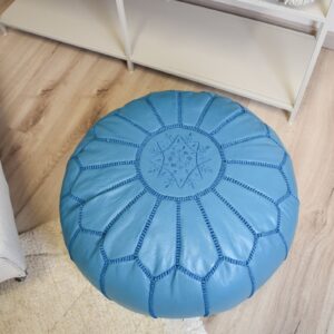 Berber Artisanal Leather Pouffe Handmade Delivered stuffed Pouf