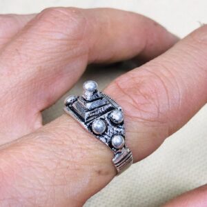 Handmade Amazigh Berber Solid Silver Geometric Pyramid Cone Ring