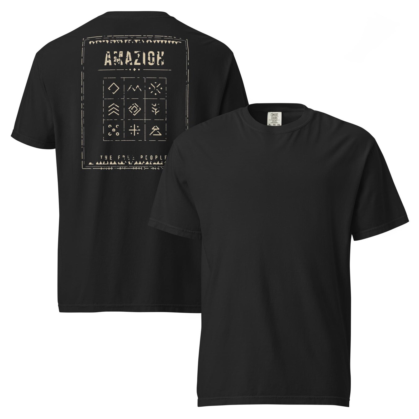 Berber T-Shirt Black Silver Cotton Diamond Eye Tribal