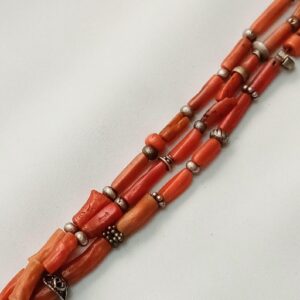 Berber Vintage Old Natural Coral Silver Morocco Necklace