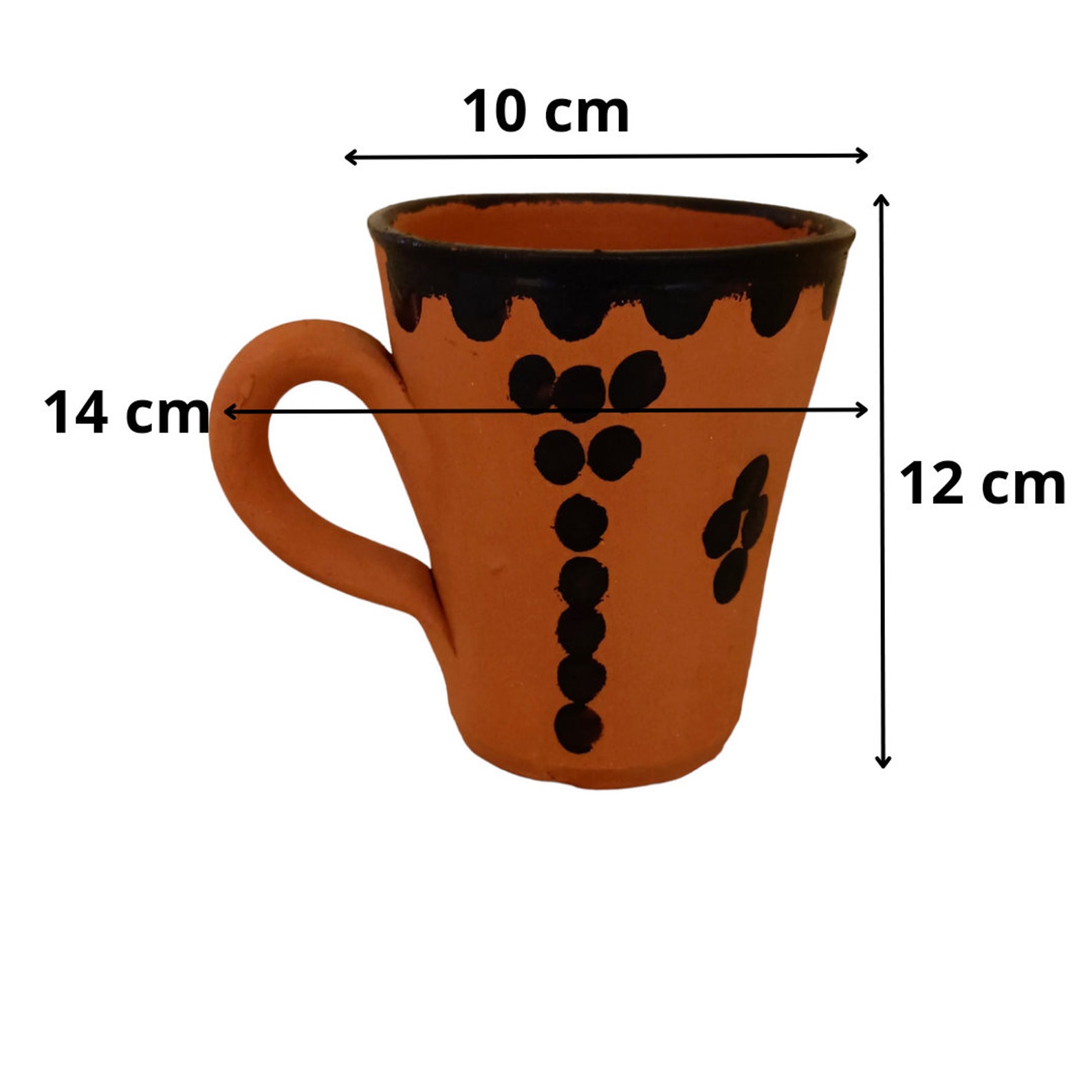 Amazigh Red Clay Ceramic Mug Traditional Kitchen Dining Cup