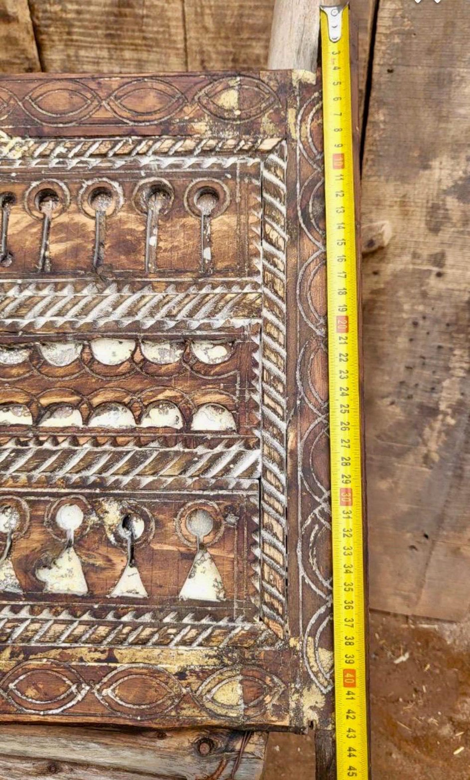 Berber Antique Hand Carved Wooden Panel Wall Art Decor