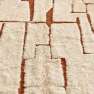 Berber Custom Design Wool Neutral Geometric Living Room Rug