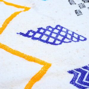 Berber Handmade Colorful Wool White Geometric Carpet Rug