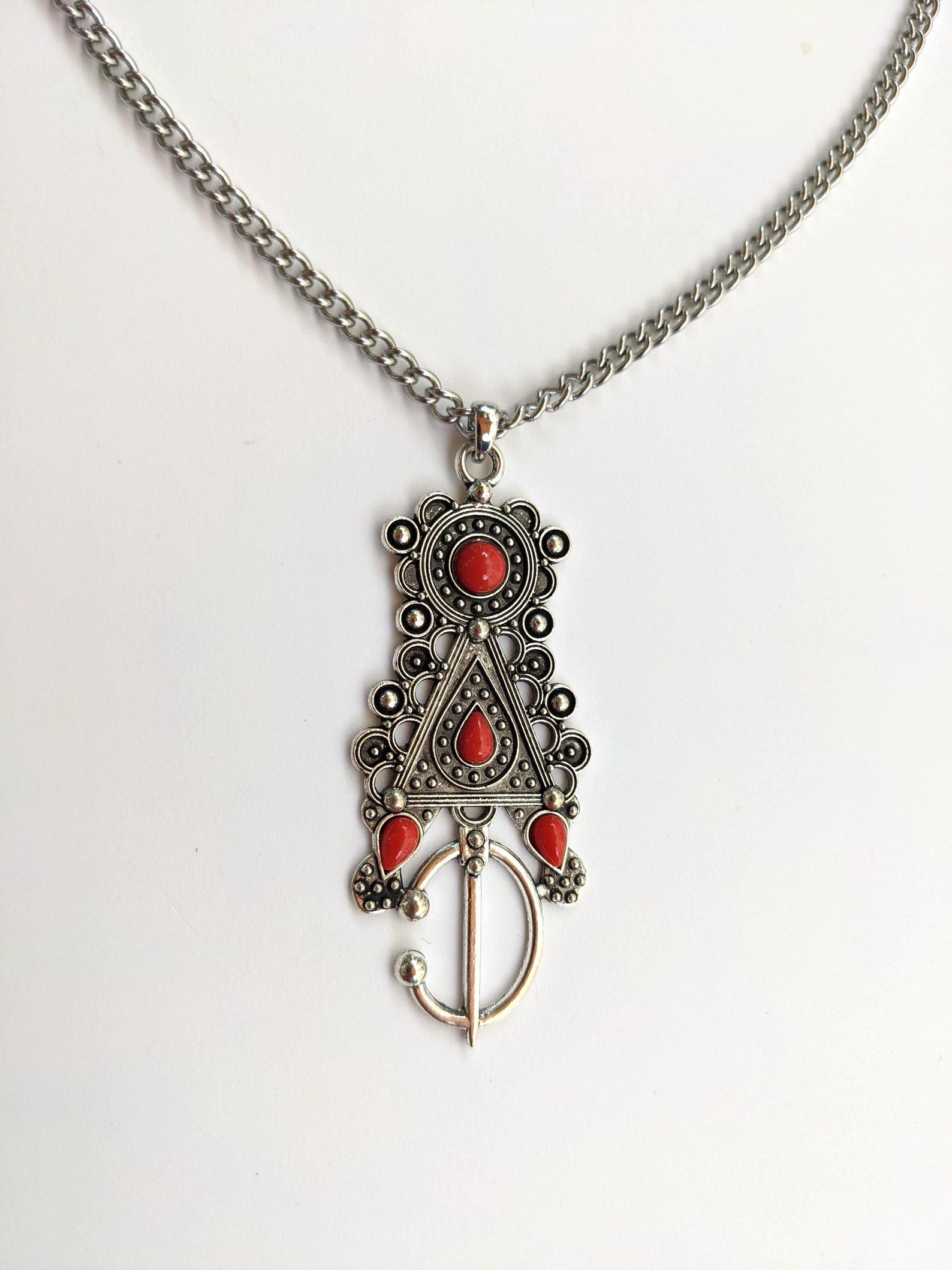 Amazigh Tizerzit Berber Fibula Pendant Stainless Steel Chain Necklace