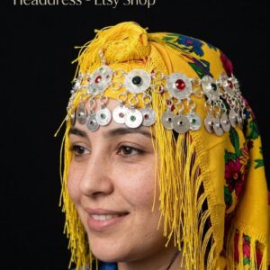 Traditional Amazigh Berber Tawnza Silver-Plated Handmade Headpiece Necklace