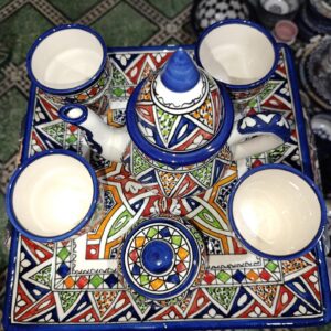 Amazigh Hand-Painted Ceramic Tea Set Traditional Pottery Mug