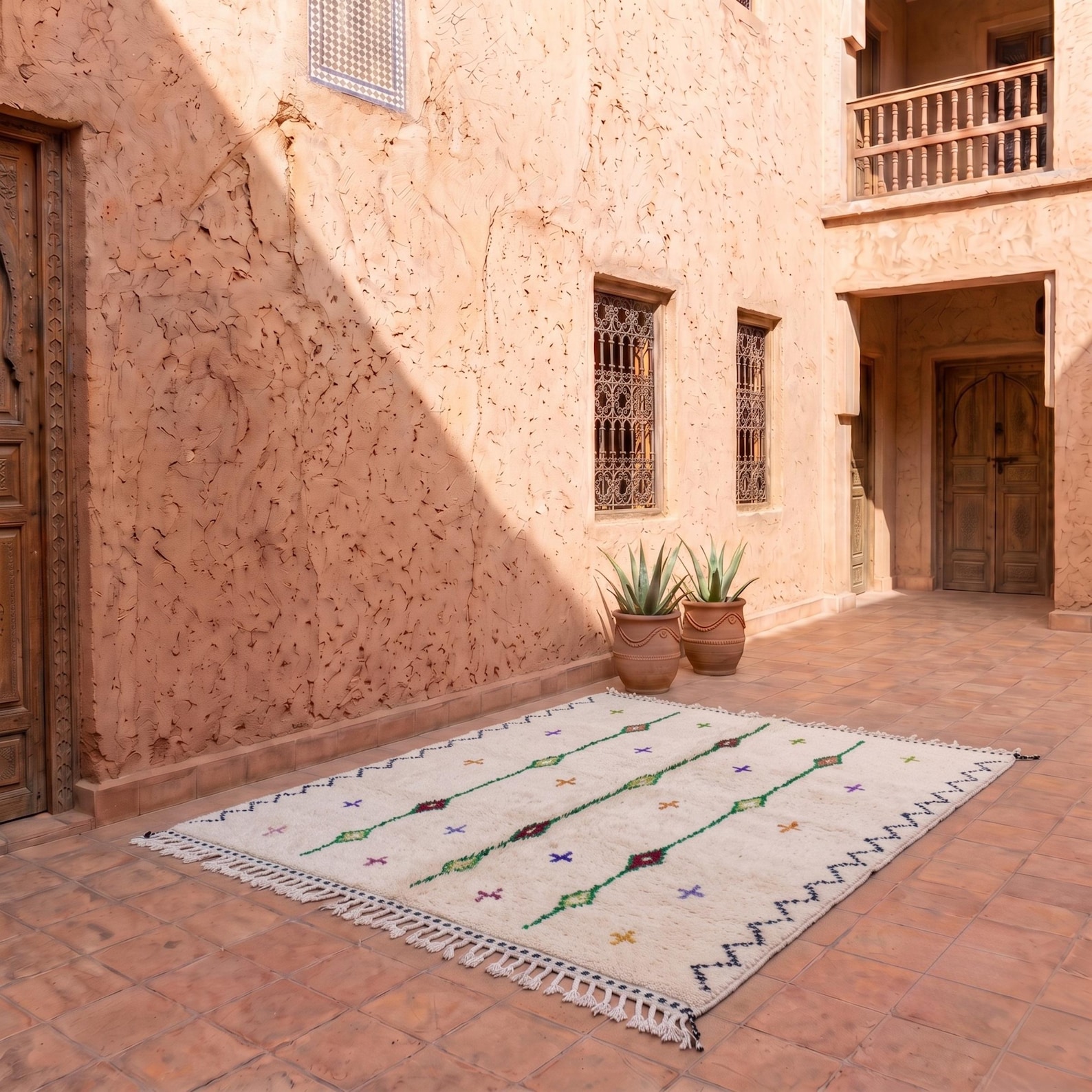 Berber Azilal Diamond Tribal Symbol Wool Colorful Rug