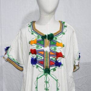 Amazigh Caftan Clothing Cotton White Red Tuareg Kaftan