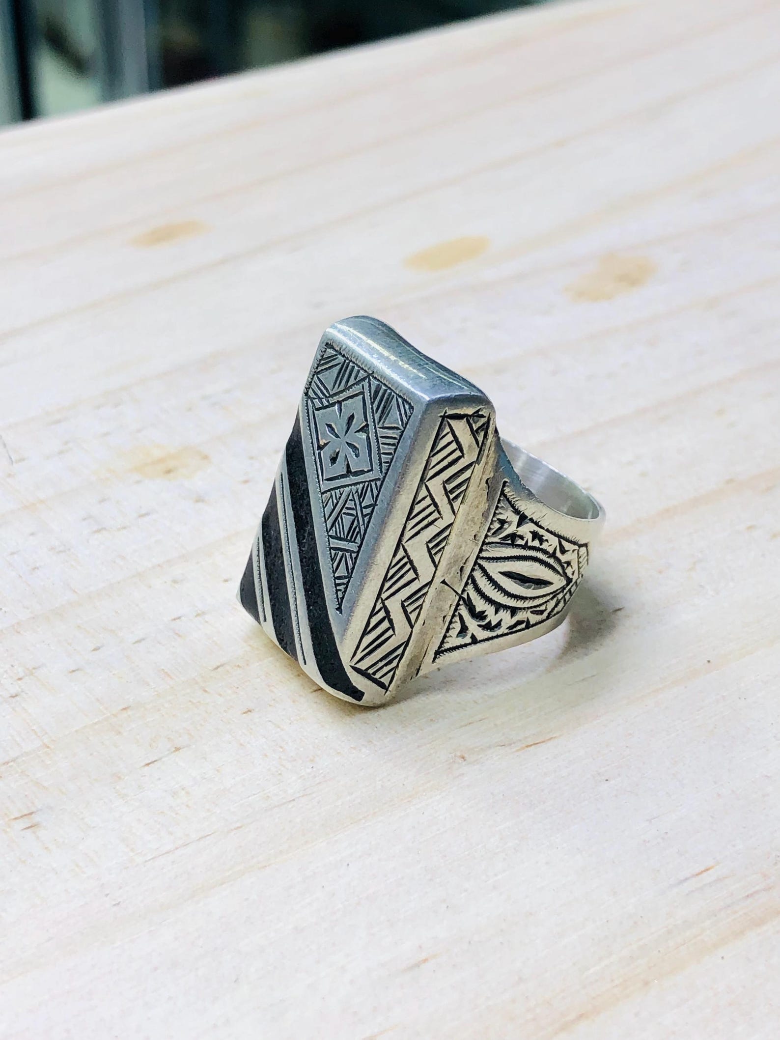 Amazigh Gravure amazighe Ring Silver Tribal Touareg Berbère