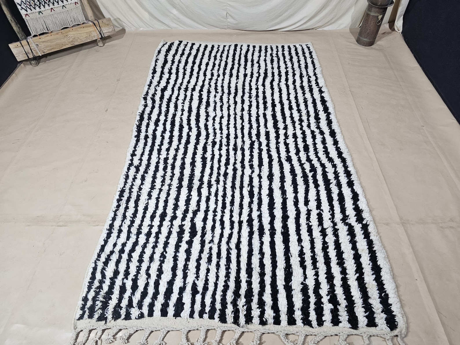 Berber Handwoven Maroccan Authentic Wool Carpet Geometric Rug