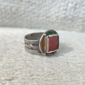 Amazigh Red glass and enamel ring size 11.5