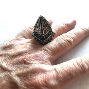 Amazigh à cône pyramidale Silver Ring tribale berbère