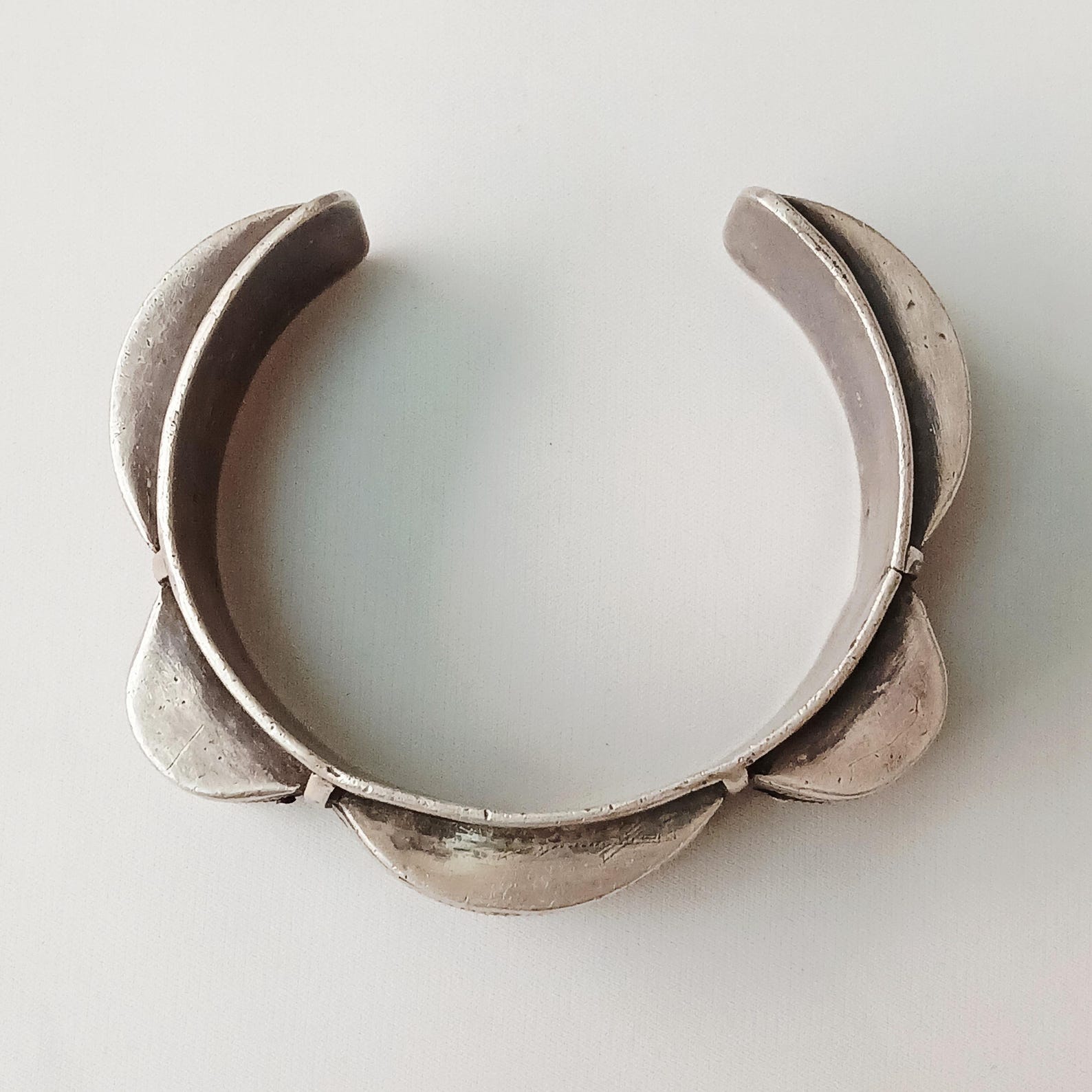 Berber Vintage Enameled Silver Cuff Bracelet for Everyday Personal Jewelry Styling