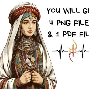 Amazigh Woman Portrait Berber Kabyle PNG Digital Art Download