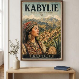Vintage Kabyle Berber Travel Poster Amazigh Algeria Wall Art