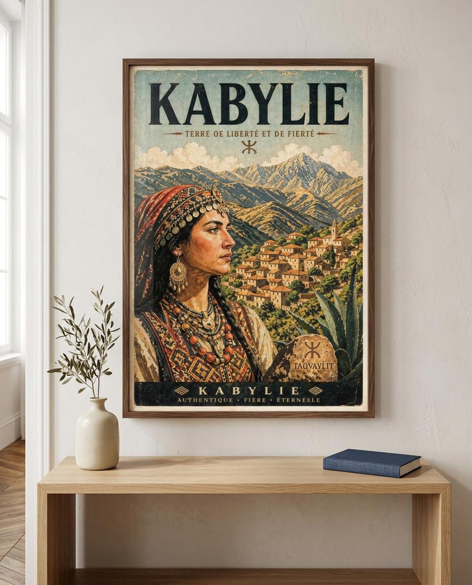 Vintage Kabyle Berber Travel Poster Amazigh Algeria Wall Art