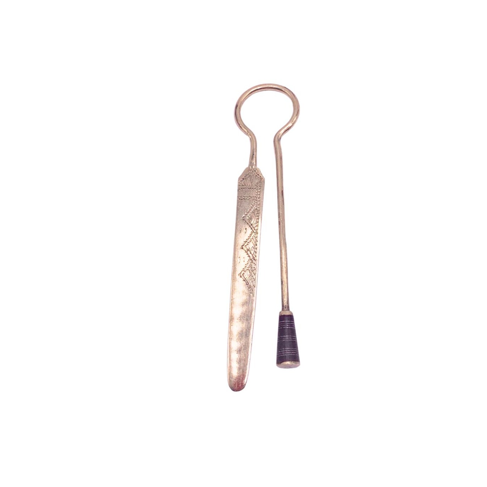 Berber Tuareg Hand-Engraved Ebony and Metal Vintage Bookmark