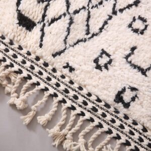 Berber Custom Design Wool Neutral Geometric Living Room Rug