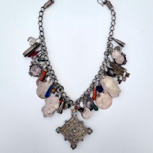 Amazigh Early 20th-Century Silver Necklace with Assorted Pendants