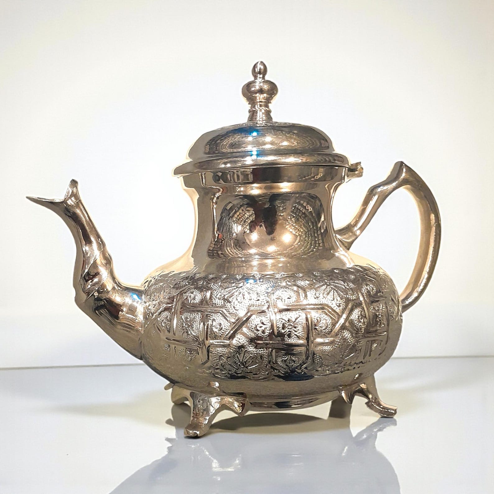Amazigh Handcrafted Silver Teapot Traditional Engraved Tea Pot