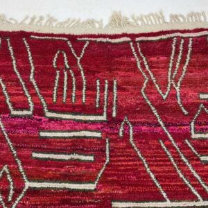 Berber Handwoven Red Wool Geometric Tribal Area Rug