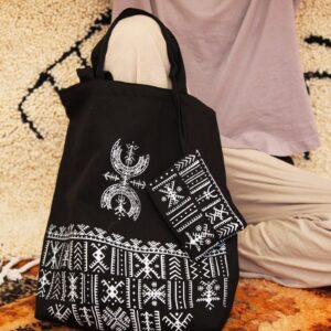 Amazigh AfusArt Cotton Canvas Bag with Symbolic Screen Print