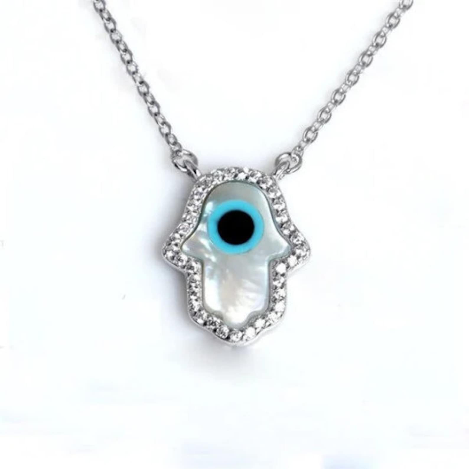 Handmade Amazigh Kabyle 925 Sterling Silver Zircon Pendant Necklace