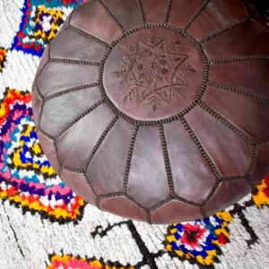 Berber Artisanal Leather Handmade Pouffe Delivered stuffed Pouf