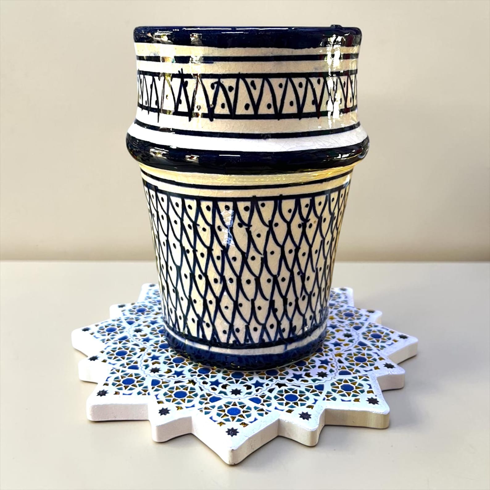 Berber Handmade Tea Cups Set of 4 with Zellige Coasters Mug