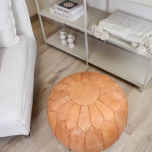 Berber Handmade XL Leather Ottoman Stuffed Floor Pouf