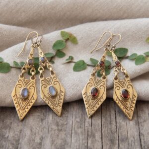 Berber Tuareg Labradorite or Garnet Gemstone Boho Earrings