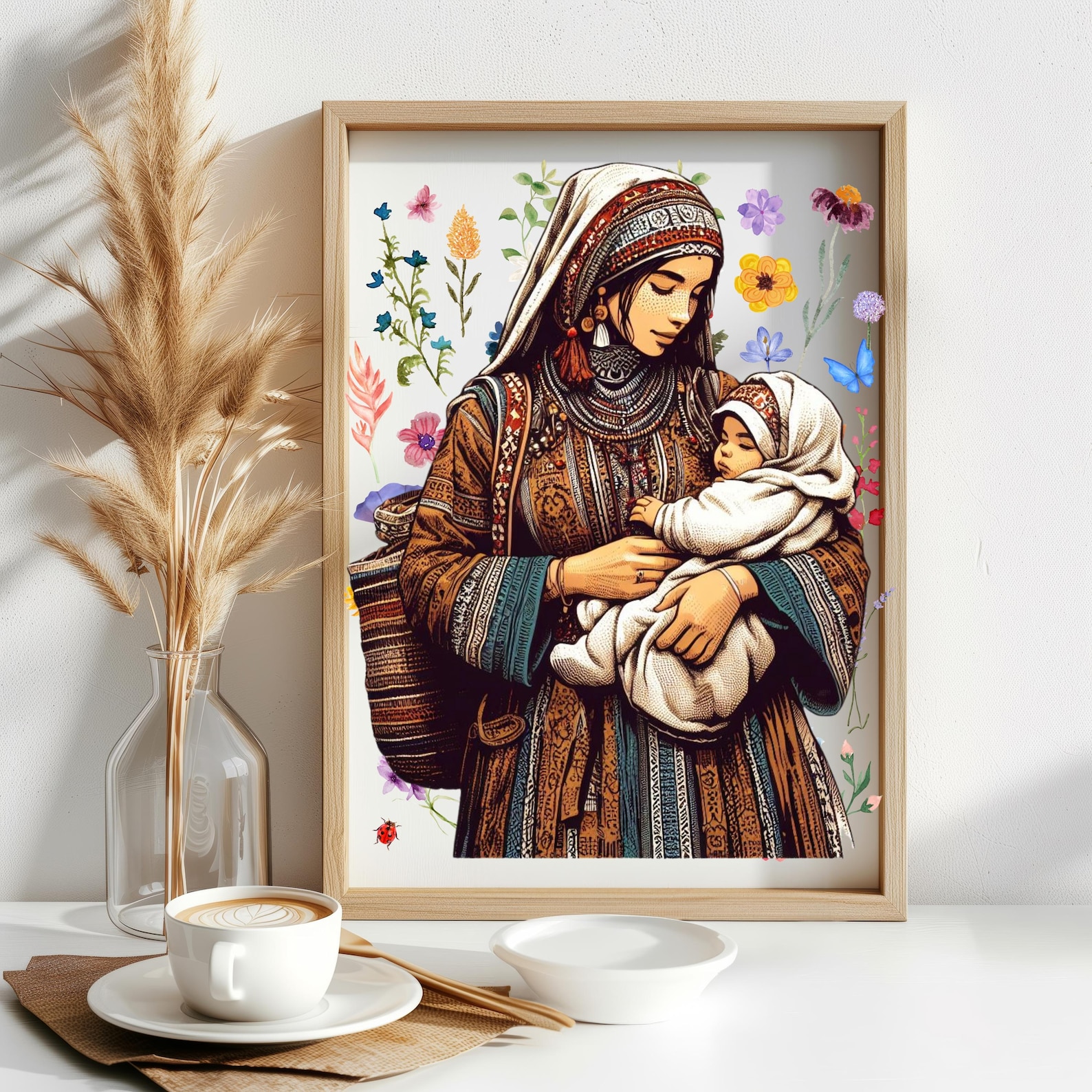 Amazigh Berber Woman Art Print Digital Illustration Download Bracelet