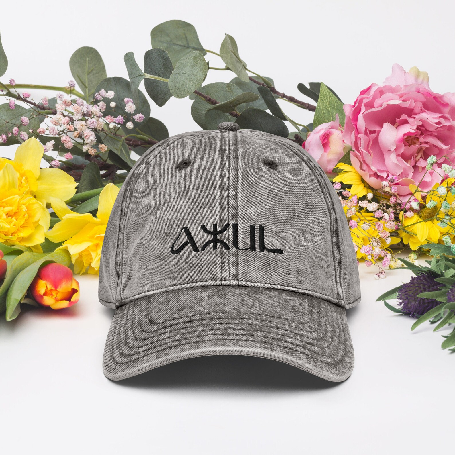 Berber Azul Vintage Cotton Twill Cap With Embroidery