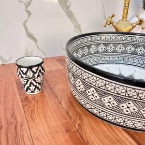 Amazigh Hand Painted Multiband Bathroom Sink Basin Ceramic Ring